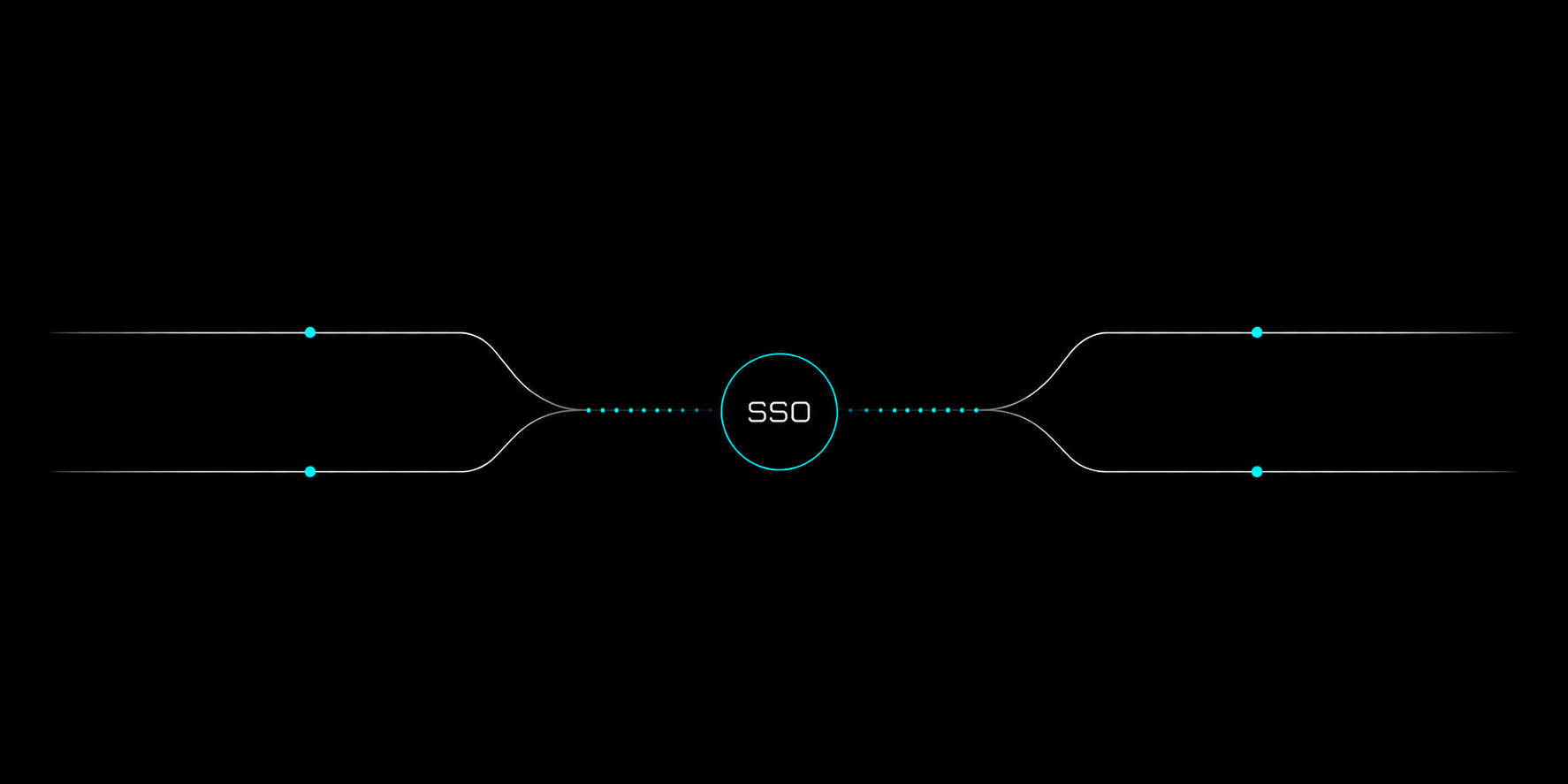 Two connection lines converging through a central SSO node